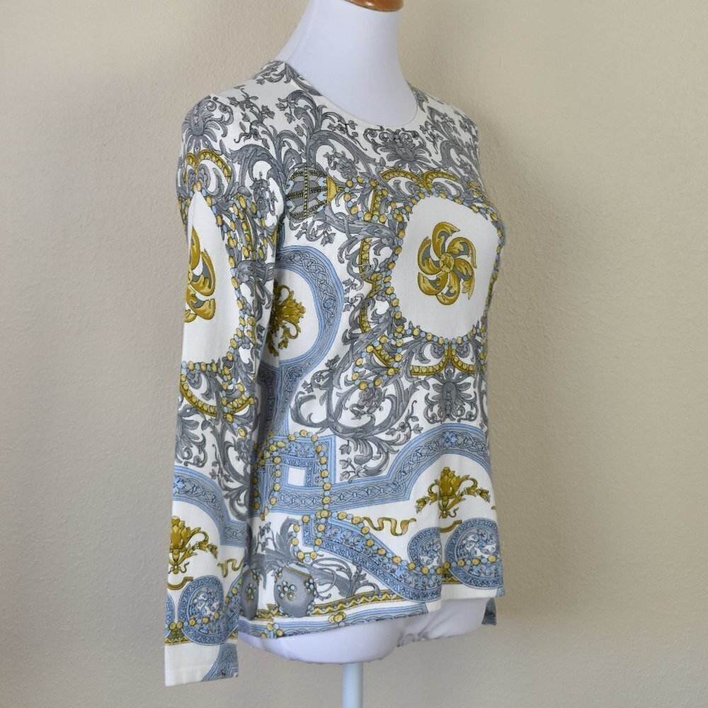J. McLaughlin Printed Long Sleeve Button Back Sweater - Picture 2 of 9